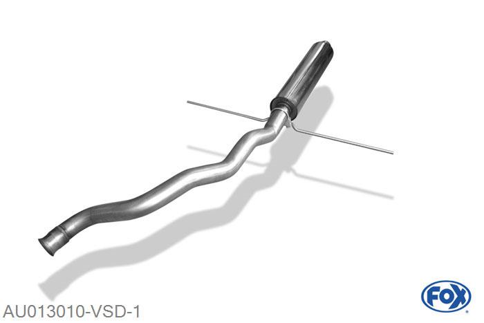 AU013010-VSD, Audi 80 Typ B4 Limousine & Avant 2.0l 16V 103kW 2.3l 98kW 2.6l 110kW 2.8l 128kW, Voordemper 63,5mm Buisdiameter Geheel RVS, Absortie demper, mooie diepe sound, Teilegutachten (eintragungspflichtig)
