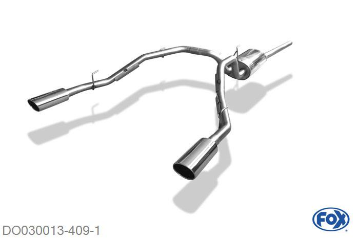 DO030013-409, Dodge RAM 1500 Facelift 2010- 5.7l 291kW, Halbanlage rechts/links ab Kat - 129x106mm  Type 32 rechts/links 76mm Buisdiameter Geheel RVS, Zonder goedkeuring