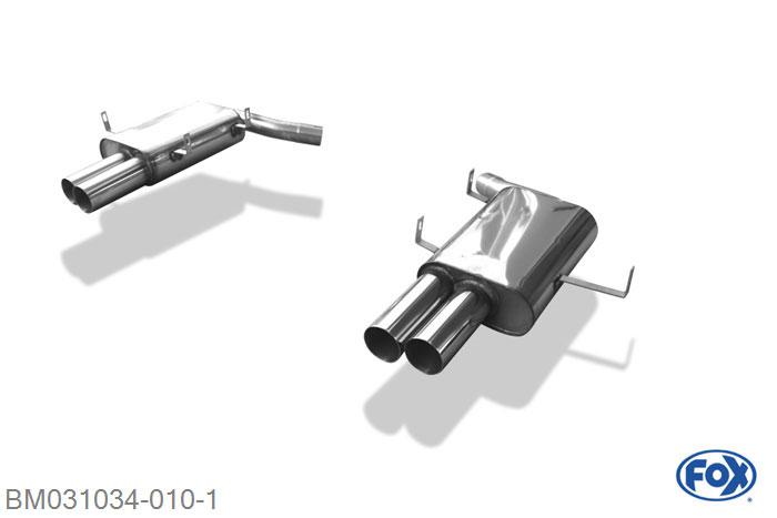 BM031034-010, BMW E39 M5 5.0l 294kW, Einddemper rechts/links - 2x80mm  Type 10 rechts/links 63,5mm Buisdiameter Geheel RVS, Absortie demper, mooie diepe sound, Zonder goedkeuring