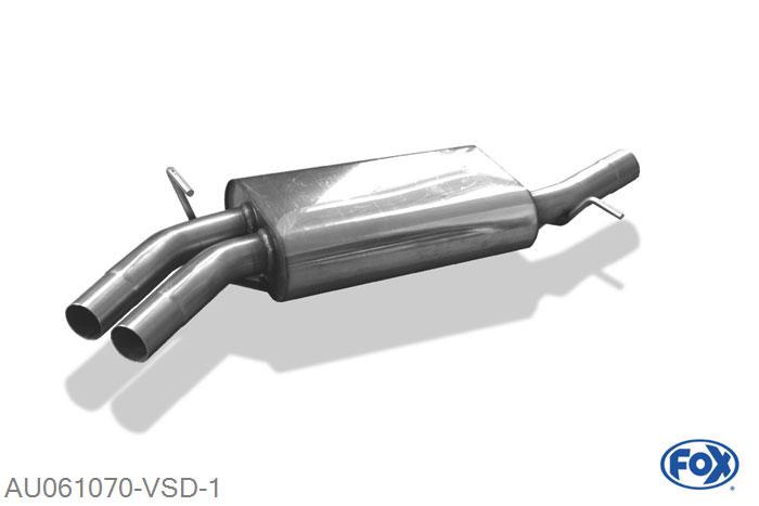 AU061070-VSD, Audi A4 Typ B6 1.8l T 110/120/132/140kW, Voordemper 63,5mm Buisdiameter Geheel RVS, Absortie demper, mooie diepe sound, Met E-keur