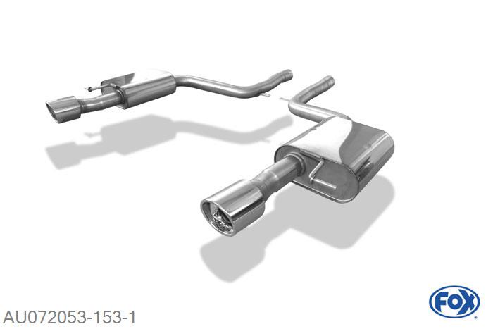 AU072053-153, Audi A6 Typ 4F quattro 4,2l 4.2l 246kW, Einddemper rechts/links O63,5mm - 1x100mm  Type 17 rechts/links 63,5mm Buisdiameter Geheel RVS, Absortie demper, mooie diepe sound, Met E-keur
