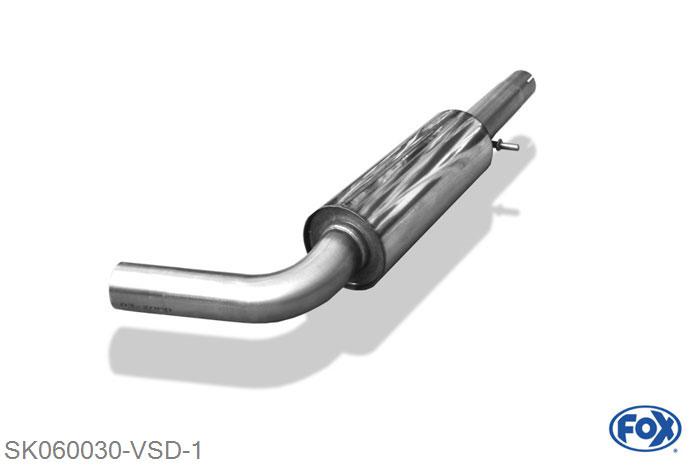 SK060030-VSD, Skoda Octavia RS Typ 1U 1.8l T 132kW, Voordemper 63,5mm Buisdiameter Geheel RVS, Absortie demper, mooie diepe sound, Teilegutachten (eintragungspflichtig)