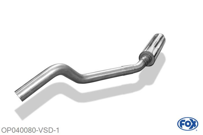 OP040080-VSD, Opel Astra F 1.4l 44/66/85kW 1.6l 52/55/60/66/74kW 1.8l 66/85/92kW 2.0l 85/100/110kW, Voordemper 63,5mm Buisdiameter Geheel RVS, Absortie demper, mooie diepe sound, Teilegutachten (eintragungspflichtig)
