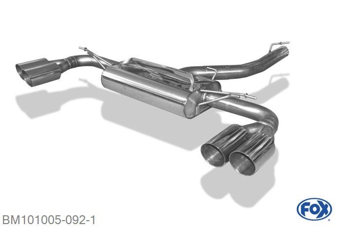 BM101005-092, BMW X3 F25 2.0l D 135kW 3.0l 190kW, Einddemper met uitgang rechts/links - 2x90mm  Type 14 rechts/links 70mm Buisdiameter Geheel RVS, Absortie demper, mooie diepe sound, Met E-keur