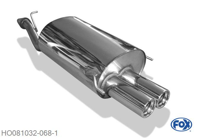 HO081032-068, Honda Prelude IV BB9 2.0l 98kW, Einddemper met eindstuk 2x76mm  Type 13 50mm Buisdiameter Geheel RVS, Absortie demper, mooie diepe sound, Met E-keur