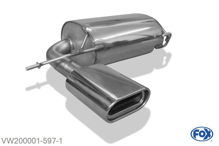 VW200001-597, VW Tiguan 5N - 4motion 2.0l TDI 81/103/125kW, Einddemper met eindstuk 160x80mm  Type 53 63,5mm Buisdiameter Geheel RVS, Absortie demper, mooie diepe sound, Met E-keur