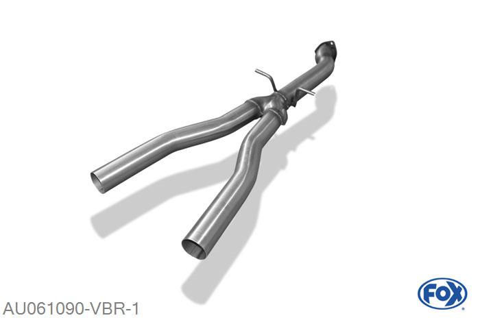 AU061090-VBR, Audi A4 B7 Quattro 3,0l TDI 3.0l TDI 171kW, Y-Verbindingsbuis FOX Einddemper op original Voordemper 70/ 2x63,5mm Buisdiameter Geheel RVS