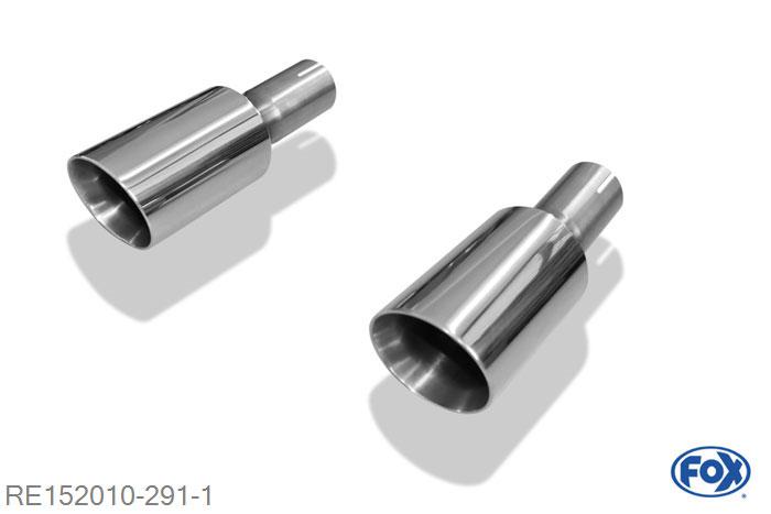 RE152010-291, Renault Laguna III Coupe 2.0l 150kW, Endrohrpaar passend op orginal Einddemper - 1x90mm  Type 25 rechts/links 63,5mm Buisdiameter Geheel RVS, Met E-keur