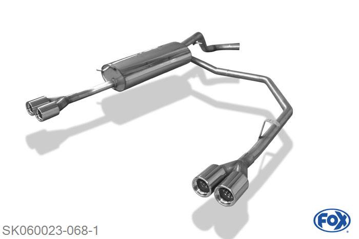 SK060023-068, Skoda Octavia Typ 1U 1.4l 55kW 1.6l 74kW 1.6l 74kW 1.8l 92/110kW 2.0l 85kW 1.9l TDI 66/81kW, Einddemper met uitgang rechts/links  - 2x76mm  Type 13 rechts/links Geheel RVS, Absortie demper, mooie diepe sound, Teilegutachten (eintragungspflichtig)