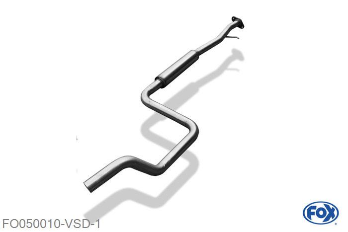 FO050010-VSD, Ford Street Ka 1.6l 70kW, Voordemper Geheel RVS, Absortie demper, mooie diepe sound, Met E-keur