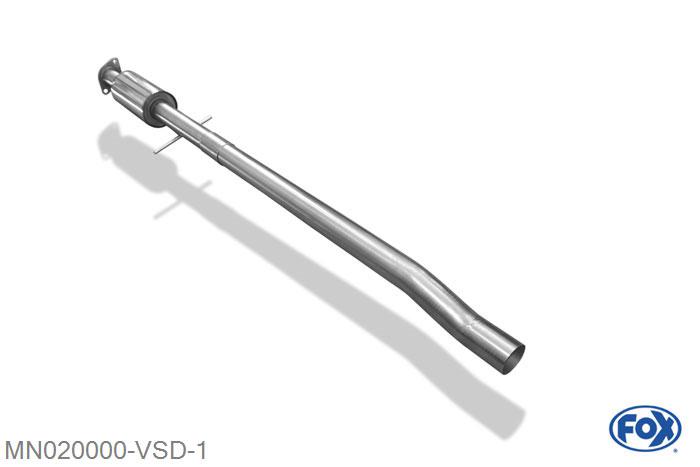 MN020000-VSD, Mini One/ Cooper R50 1.3l 70kW 1.6l 66/85/88kW, Voordemper 50mm Buisdiameter Geheel RVS, Absortie demper, mooie diepe sound, Met E-keur