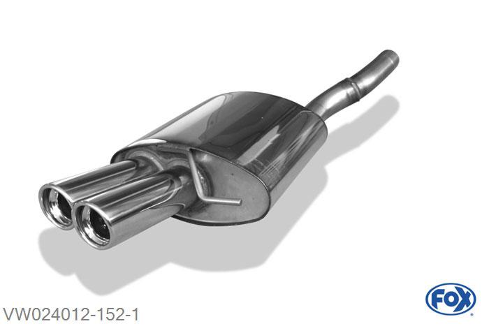 VW024012-152, VW Passat 3C/ 3C CC 2.0l TDI 100/103kW, Einddemper O63,5mm - 2x90mm  Type 17 63,5mm Buisdiameter Geheel RVS, Absortie demper, mooie diepe sound, Met E-keur