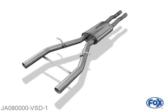 JA080000-VSD, Jaguar XF CC9 4.2l 306kW, Voordemper 55mm Buisdiameter Geheel RVS, Absortie demper, mooie diepe sound, Met E-keur