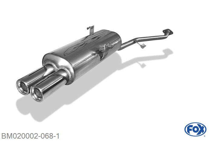 BM020002-068, BMW E30 316i/ 318i ab 9/87` 1.6l 73/75kW 1.8l 66/75/77/83kW -, half systeem vanaf Kat met 2-Loch flens - 2x76mm  Type 13 45mm Buisdiameter Geheel RVS, Met E-keur