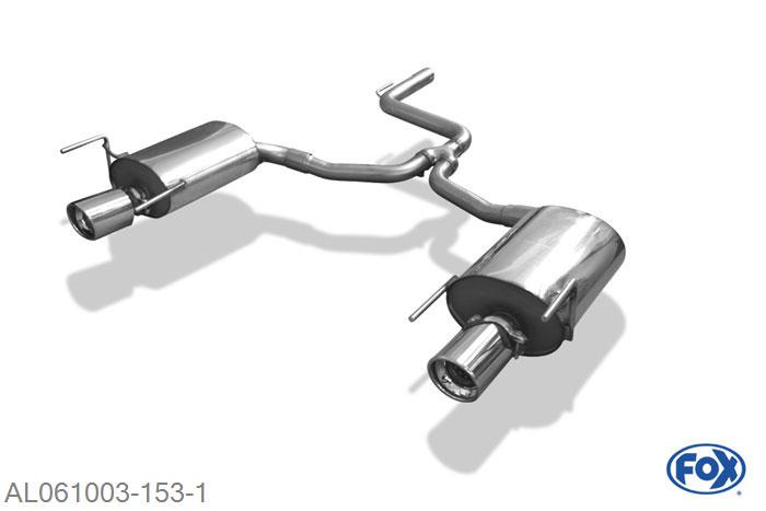 AL061003-153, Alfa Romeo 159/ Alfa Romeo 159 Sportwagon 1.8l 103kW 1.9l 118kW, Einddemper rechts/links - 1x100mm  Type 17 rechts/links 55mm Buisdiameter Geheel RVS, Absortie demper, mooie diepe sound, Met E-keur