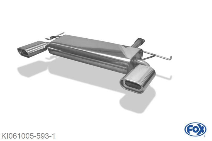 KI061005-593, Kia Sportage 4x4 - Typ JE 2.0l 104kW, Einddemper met uitgang rechts/links - 135x80mm  Type 53 rechts/links Geheel RVS, Absortie demper, mooie diepe sound, Met E-keur