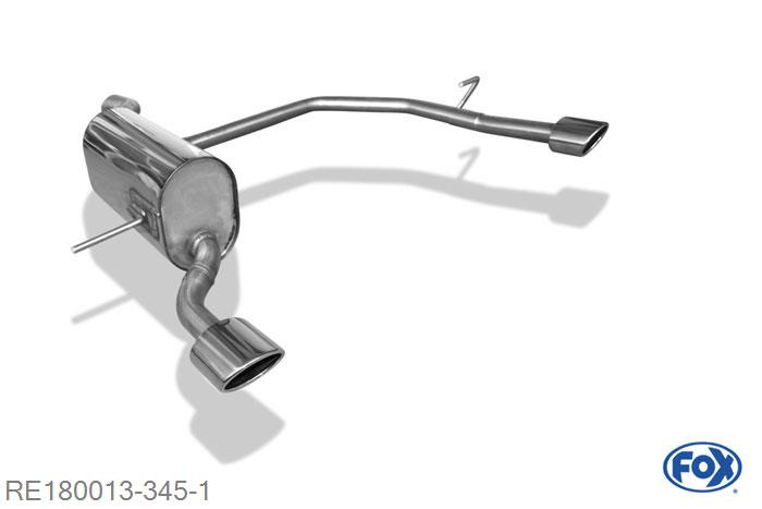RE180013-345, Renault Captur 0.9l 66kW 1.2l 88kW 1.5l D 66kW, Einddemper met uitgang rechts/links - 106x71mm  Type 32 rechts/links 50mm Buisdiameter Geheel RVS, Absortie demper, mooie diepe sound, Met E-keur