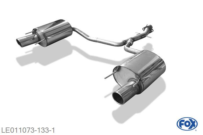 LE011073-133, Lexus IS 250 2.5l 153kW, Einddemper rechts/links enkele buis - 1x100mm  Type 16 63,5mm auf 2x55 Buisdiameter Geheel RVS, Absortie demper, mooie diepe sound, Met E-keur