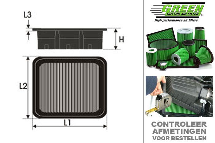 GRP970049, Green vervangingsluchtfilter paneel, Citroen, C-CROSSER, 2.4 16V, 170 pk, 11/2007-