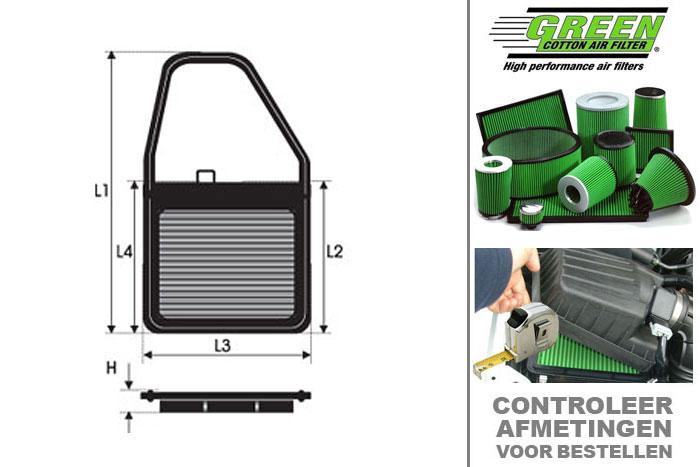 GRP960135, Green vervangingsluchtfilter paneel, Honda, Civic, 1.6 i LS 16V  VTEC, 110 pk, 2001-2005