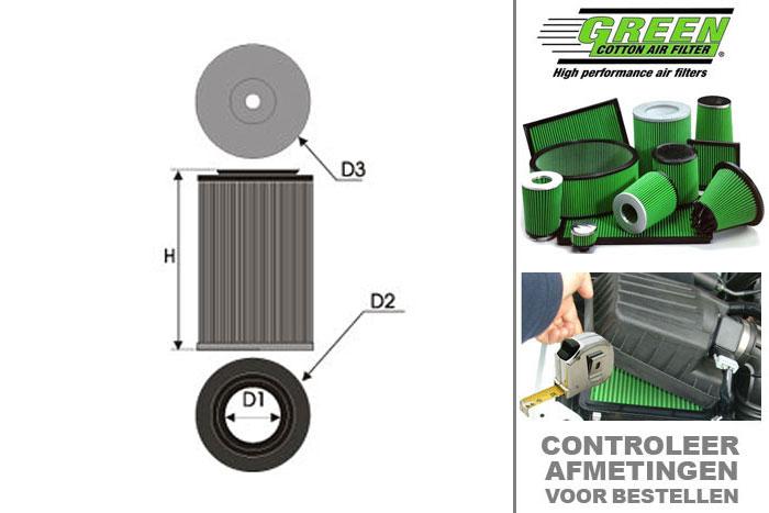 GRG791015, Green vervangingsluchtfilter rond, Audi S/RS, A6 RS6 (4G5), 4.0 TFSI  RS6, 560 pk, 06/2013-