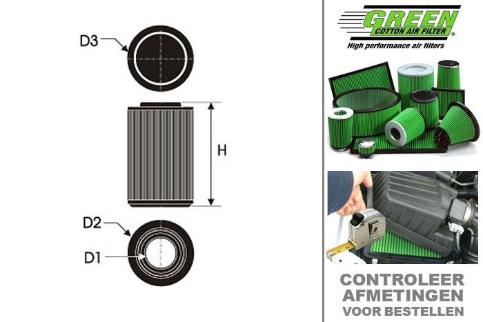 GRG491599, Green vervangingsluchtfilter rond, Alfa Romeo, 156, 2.0 i 16V  JTS, 165 pk, 2002-2005