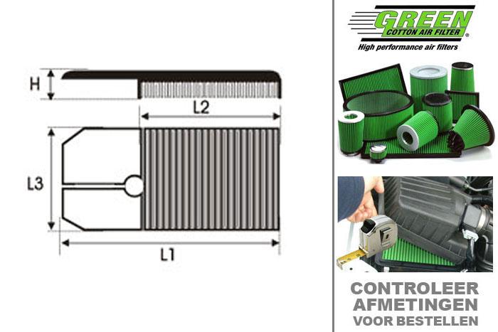 GRP950318, Green vervangingsluchtfilter paneel, Seat, Ibiza III, 1.4 16V, 75 pk, 08/1999-02/2002