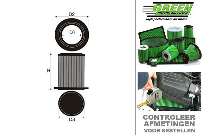 GRG791017, Green vervangingsluchtfilter rond, Ford, Focus III, "2.5 RS 500 ""High performance Air Flow"" ", 350 pk, 05/2010-