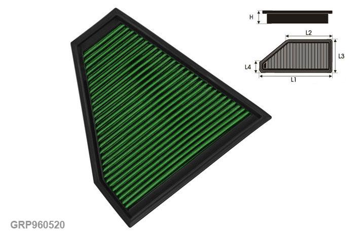 GRP960520, Green vervangingsluchtfilter paneel, BMW, SERIE 1 (E87), 116D, 115 pk, 2009-