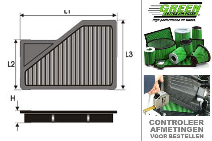 GRP960133, Green vervangingsluchtfilter paneel, Mini, MINI, COOPER 1.6 i, 115 pk, 10-2004-