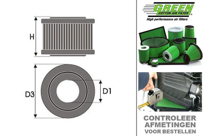 GRR727398, Green vervangingsluchtfilter rond, Audi, A2, 1.6 i 16V FSI, 110 pk, 2002-