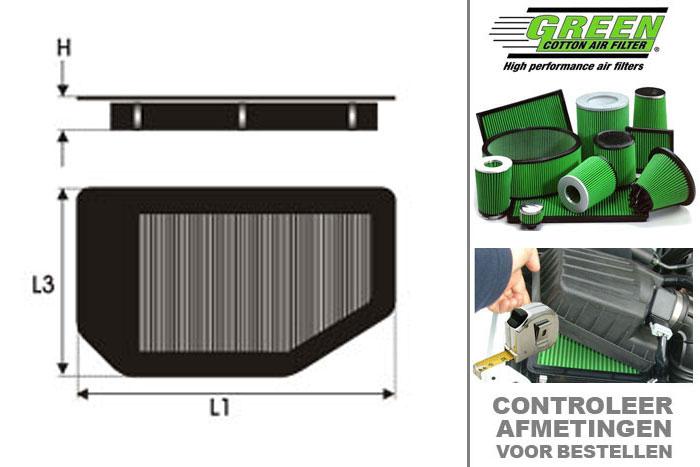 GRP960503, Green vervangingsluchtfilter paneel, Porsche, 993, 3.6 i CARRERA, 272 pk, 1993-1997