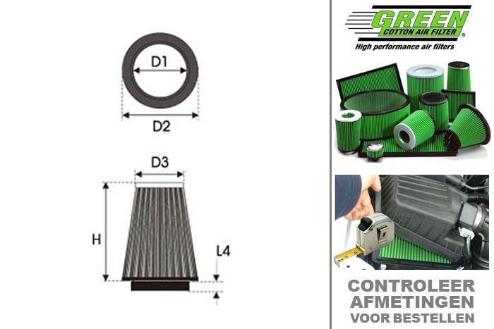 GRG491614, Green vervangingsluchtfilter rond, BMW, SERIE 1 (E87), 116 i, 122 pk, 2007-
