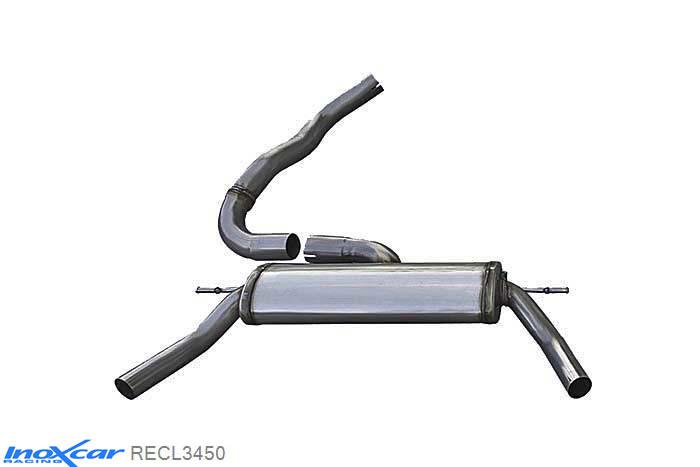 IX RECL3450, Renault Clio IV (R) RS 1.6 Turbo (200PK) 2013- , Diameter 63,5mm, Inoxcar Rear silencer 1X50 Left and Right Stainless steel, With E.E.C. homologation