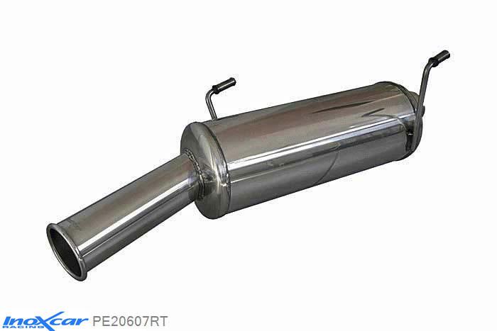 IX PE20607RT, Peugeot 206 2.0 16V GTI (136PK) 1999-2004, Inoxcar Rear silencer 1X76 Retro Style Stainless steel, With E.E.C. homologation