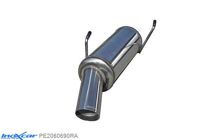 IX PE2060690RA, Peugeot 206 1.6 16V XS (110PK) 2001-2006, Inoxcar Rear silencer 1X90 RALLY Stainless steel, With E.E.C. homologation