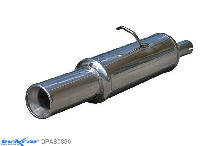 IX OPAS0880, Opel Astra F 1.6 (100PK) , 3 Ophangpunten, 1996-, Inoxcar Rear silencer 1X80mm Stainless steel, With E.E.C. homologation