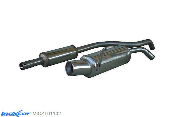 IX MICZT01102, Mitsubishi Colt (Z3B) CZT 1.5 TURBO (150PK) 2005-, Inoxcar Rear silencer 1X102mm Stainless steel, Without E.E.C. homologation