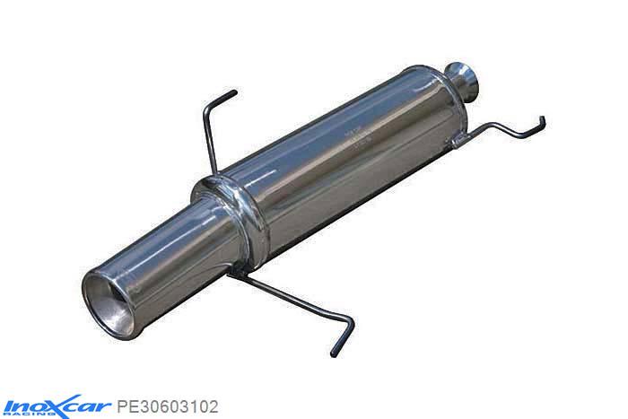 IX PE30603102, Peugeot 306 1.8 XS (101PK) 1997-1999, Inoxcar Rear silencer 1X102mm Stainless steel, With E.E.C. homologation