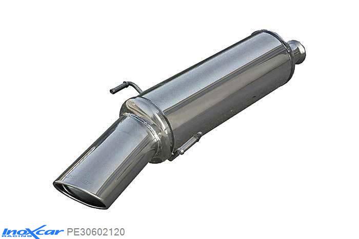 IX PE30602120, Peugeot 306 1.6 XS (89PK) 1993-1997, Inoxcar Rear silencer 1X120X80mm Stainless steel, With E.E.C. homologation