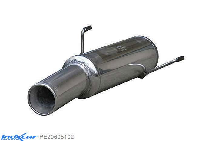 IX PE20605102, Peugeot 206 1.4 (75PK) 2001-2006, Inoxcar Rear silencer 1X102mm Stainless steel, With E.E.C. homologation