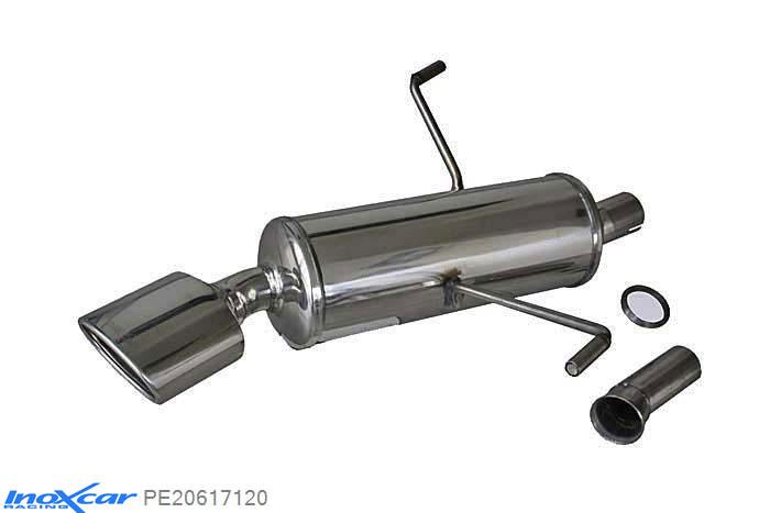 IX PE20617120, Peugeot 206 SW 1.6 16V (110PK) 2002-, Inoxcar Rear silencer 1X120X80mm Stainless steel, With E.E.C. homologation