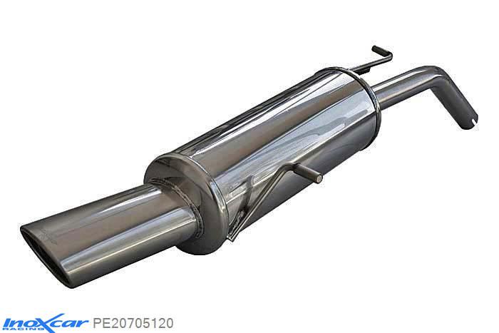 IX PE20705120, Peugeot 207 1.6 16V (120PK) 2007-, Inoxcar Rear silencer 1X120X80mm Stainless steel, With E.E.C. homologation