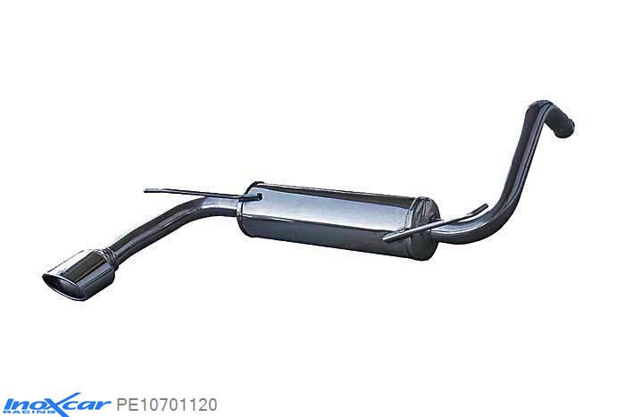 IX PE10701120, Peugeot 107 1.0 12V (68PK) 2005-, Inoxcar Rear silencer 1X120X80mm Stainless steel, With E.E.C. homologation