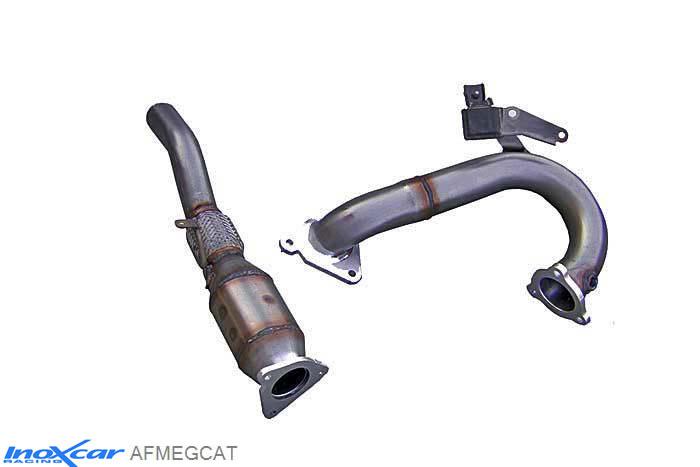 IX AFMEGCAT, Renault Megane III (Z) 2.0 TURBO RS 250 (250PK) 2010- / 2.0 TURBO RS TROPHY (265PK) 2012-, Inoxcar Catalyst replacement pipe with metal cat (2 componenti) Stainless steel, Without E.E.C. homologation