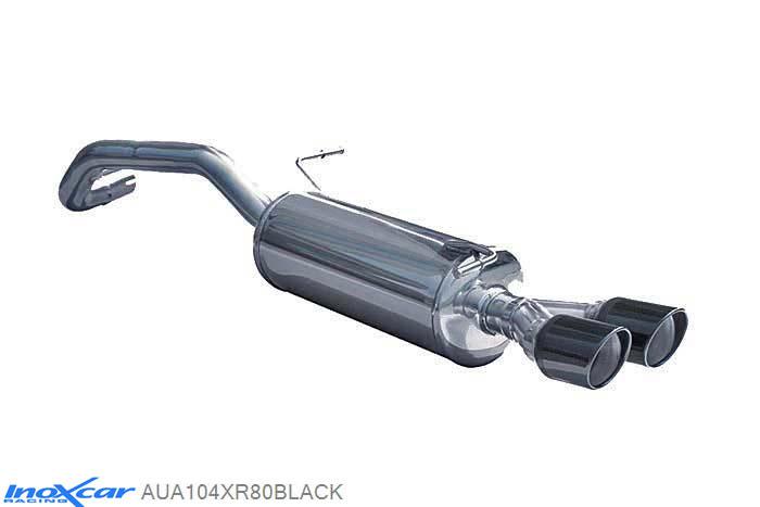 IX AUA104XR80BLACK, Audi A1 (8X) 1.4 TURBO (122PK) 2011-, Inoxcar Rear silencer 2X80mm X-RACE BLACK EDITION Stainless steel, With E.E.C. homologation