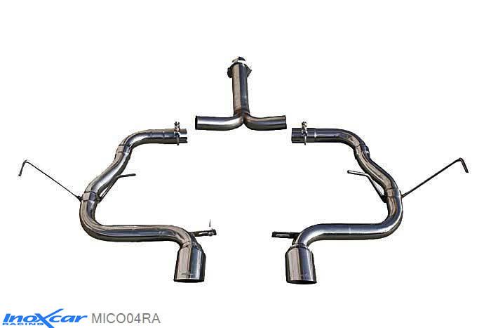 IX MICO04RA, Mini Mini (R50/R53) 1.6 S (170PK) 2001-2006 Diameter 57mm, (Type R53), Inoxcar NO Rear silencer CEN 2X80mm RACING Stainless steel, Without E.E.C. homologation