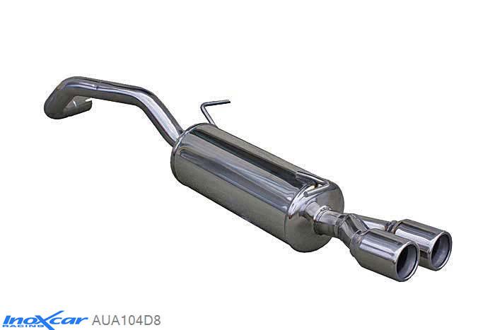 IX AUA104D8, Audi A1 (8X) 1.4 TURBO (122PK) 2011-, Inoxcar Rear silencer 2X80mm Stainless steel, With E.E.C. homologation
