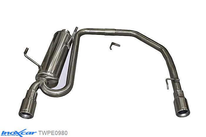 IX TWPE0980, Peugeot 206 CC 2.0 16V (136PK) 2001-2004, Inoxcar Rear Rear silencerencer left / right 1X80mm Stainless steel, With E.E.C. homologation