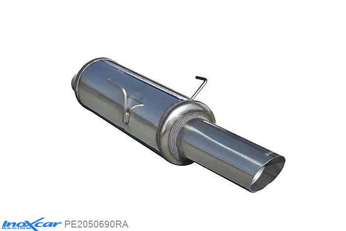 IX PE2050690RA, Peugeot 205 1.9 GTI (128PK) 1984-, Inoxcar Rear silencer 1X90 RALLY Stainless steel, With E.E.C. homologation